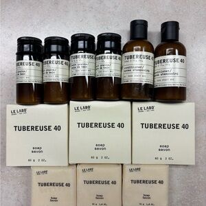 Le Labo Tubereuse 40 bath salts, bar soaps, conditioners